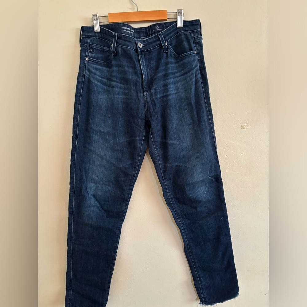 Anthropologie AG Adriano Goldschmied Black Stevie Ankle Slim Straight Jeans